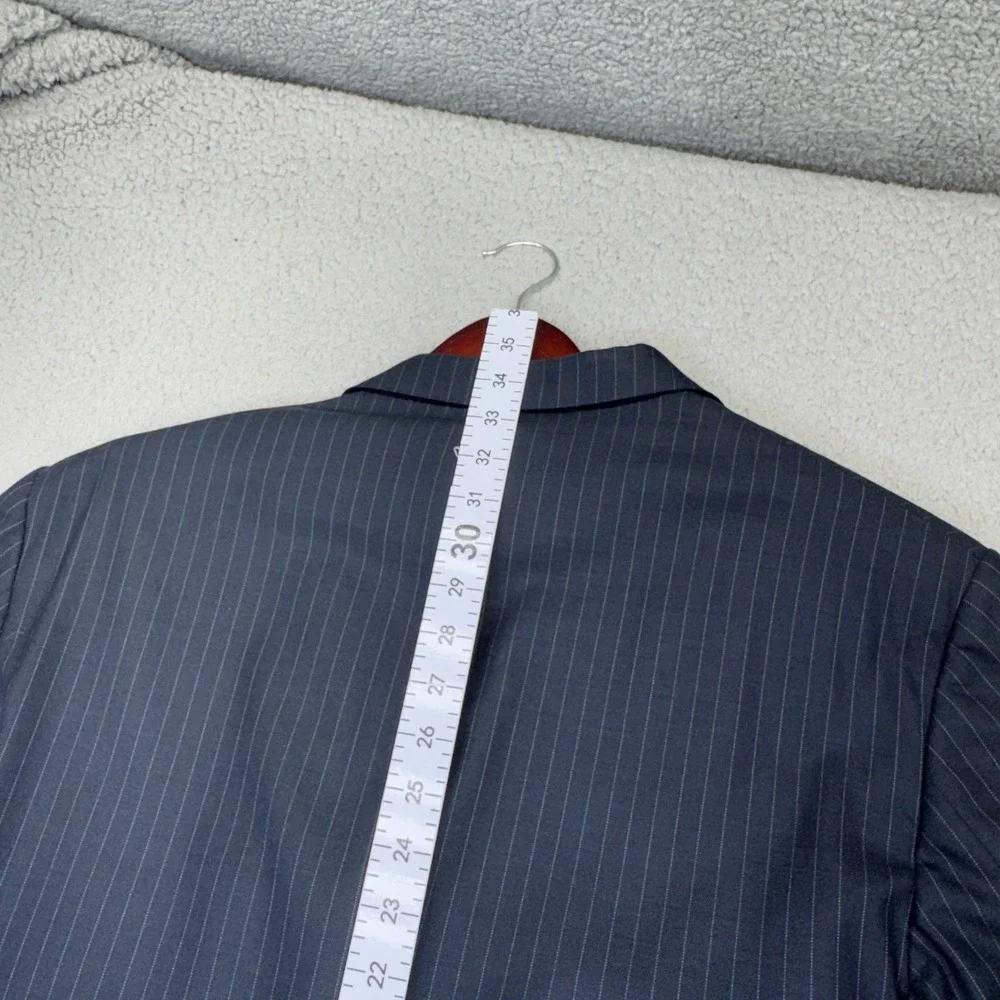 Corneliani Blazer Mens 46 Long Blue Pinstripe Extraﬁne Wool Sport Coat Italy 3B